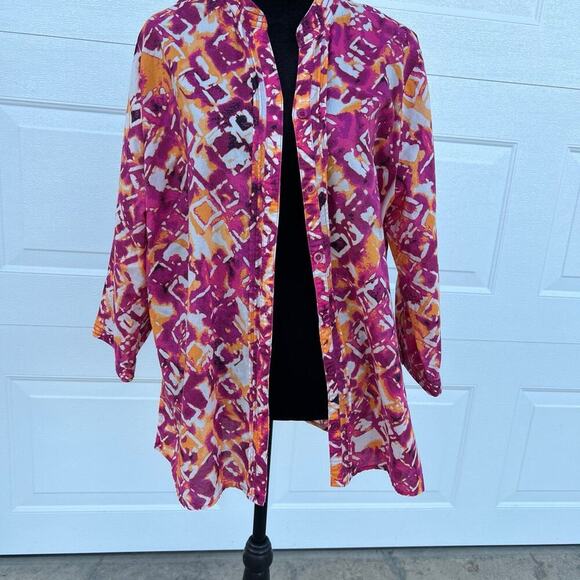 BRECKENRIDGE women's size XL, 3/4 SLEEVE, BUTTON DOWN, cotton SHIRT - Picture 9 of 11